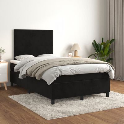 vidaXL Boxspring posteľ s matracom čierna 120x190 cm zamat