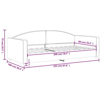 vidaXL Posteľný rám bledosivý 90x200 cm látka