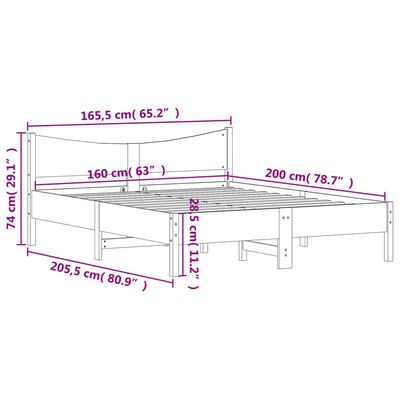 vidaXL Posteľ bez matraca biela 160x200 cm masívna borovica