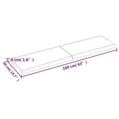 vidaXL Stolová doska 160x50x(2-4) cm neošetrený dubový masív