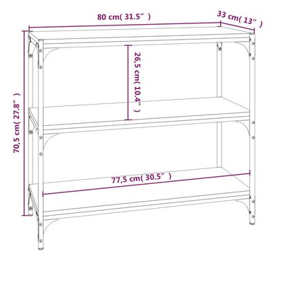 vidaXL Knižnica dymový dub 80x33x70,5 cm spracované drevo a oceľ