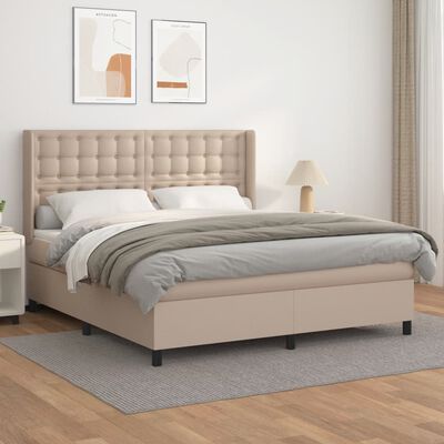 vidaXL Boxspring posteľ s matracom kapučínová 160x200 cm umelá koža