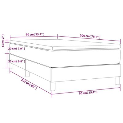 vidaXL Posteľný rám boxspring s matracom modrý 90x200 cm látka