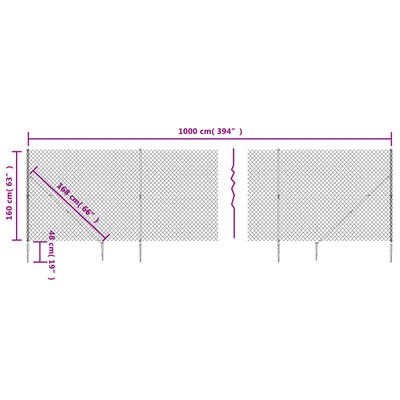 vidaXL Drôtený plot s kotviacimi hrotmi zelený 1,6x10 m