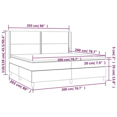 vidaXL Posteľ boxsping s matracom a LED čierna 200x200 cm zamat