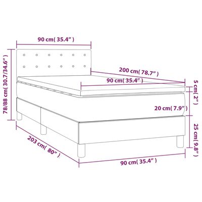 vidaXL Posteľný rám boxsping s matracom krémový 90x200 cm látka