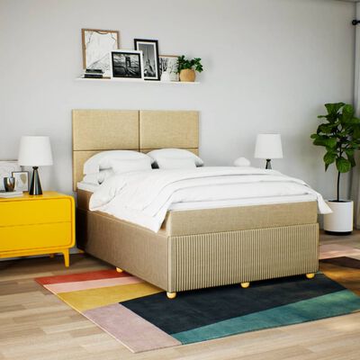 vidaXL Boxspring posteľ s matracom krémový 140x190 cm látka