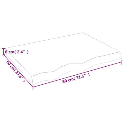 vidaXL Stolová doska 80x60x(2-6) cm neošetrený dubový masív