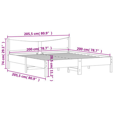 vidaXL Posteľný rám s čelom voskovo hnedý 200x200 cm borovicový masív