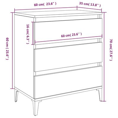 vidaXL Komoda sivý dub sonoma 60x35x70 cm spracované drevo