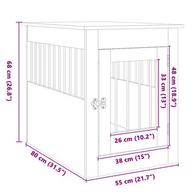 vidaXL Nábytková prepravka pre psa dub sonoma 55x80x68 cm kompoz.drevo