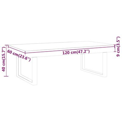 vidaXL Konferenčný stolík tmavohnedý a čierny 120x60x40cm MDF a železo