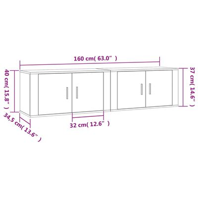 vidaXL Nástenné TV skrinky 2 ks betónovo-sivé 80x34,5x40 cm