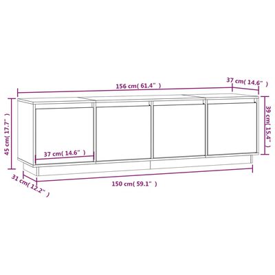 vidaXL TV skrinka sivá 156x37x45 cm masívna borovica