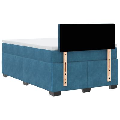 vidaXL Boxspring posteľ s matracom, tmavomodrá 120x190 cm, zamat