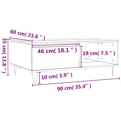 vidaXL Konferenčný stolík dymový dub 90x60x35 cm kompozitné drevo