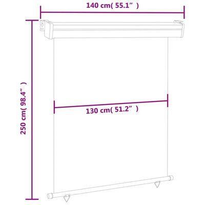 vidaXL Bočná markíza na balkón 145x250 cm hnedá