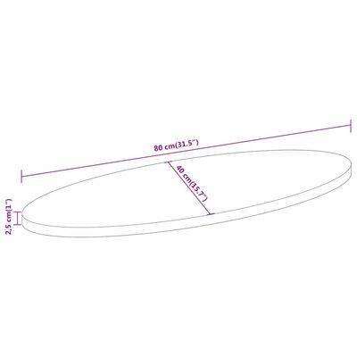 vidaXL Stolová doska 80x40x2,5 cm oválna masívny mangovník