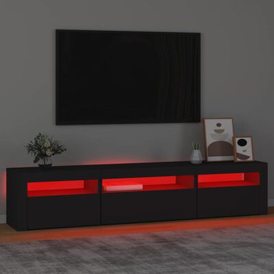 vidaXL TV skrinka s LED svetlami čierna 195x35x40 cm