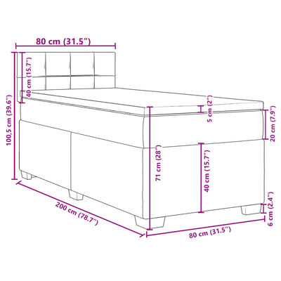 vidaXL Posteľný rám boxsping s matracom bledosivý 80x200 cm zamat