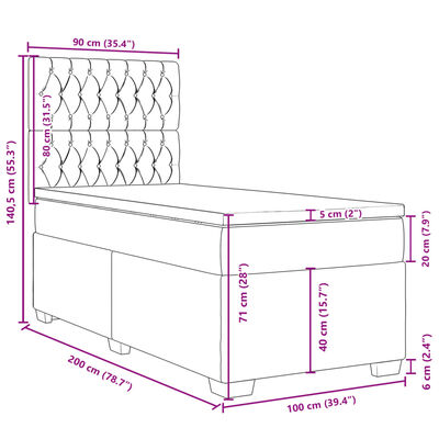 vidaXL Boxspring posteľ s matracom tmavosivá 100x200 cm látka