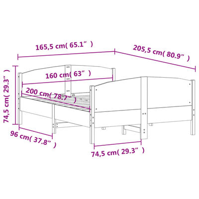 vidaXL Posteľ bez matraca 160x200 cm masívna borovica