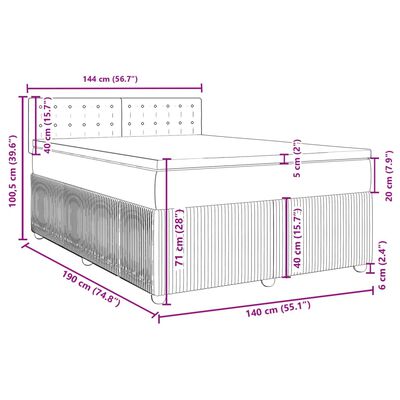 vidaXL Posteľný rám boxsping s matracom modrá 140x190 cm zamat