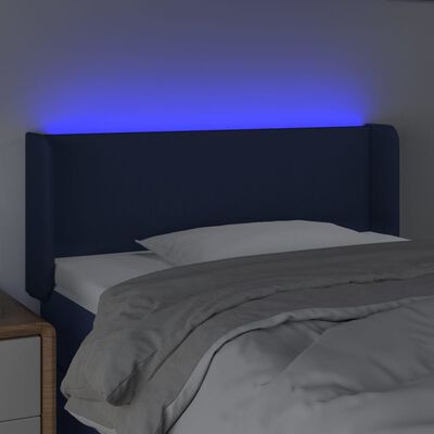 vidaXL Čelo postele s LED modré 83x16x78/88 cm látka