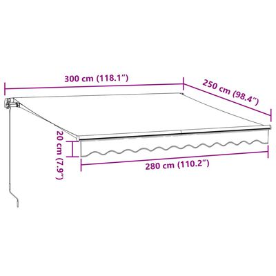 vidaXL Ručne zaťahovacia markíza s LED antracit a biela 400x350 cm