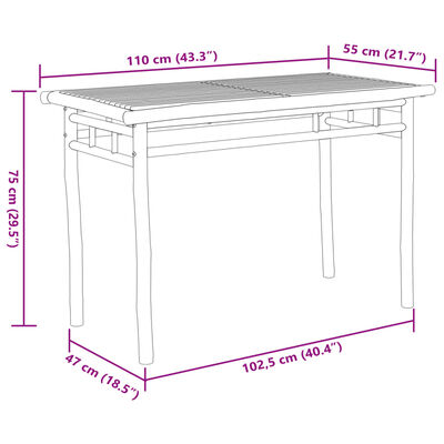 vidaXL Záhradný jedálenský stôl 110x55x75 cm bambus