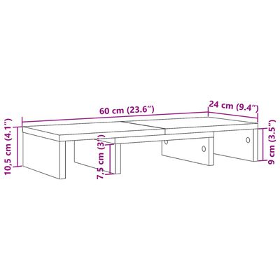 vidaXL Stojan na monitor dymový dub 60x24x10,5 cm kompozitné drevo