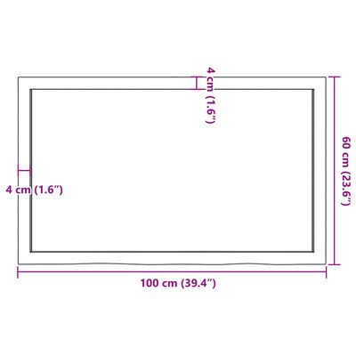 vidaXL Kúpeľňová doska tmavohnedá 100x60x(2-6) cm ošetrený masív