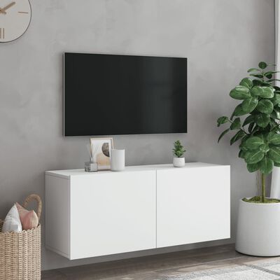 vidaXL TV skrinka nástenná biela 100x30x41 cm