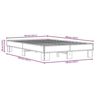 vidaXL Rám postele čierny 135x190 cm kompozitné drevo a kov