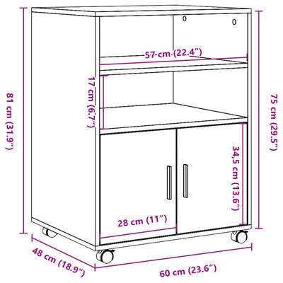 vidaXL Skrinka s kolieskami staré drevo 60x48x81 cm kompozitné drevo