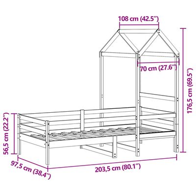 vidaXL Denná posteľ so strieškou 90x200 cm borovicový masív