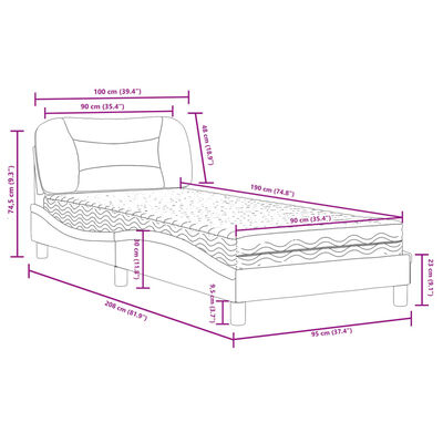 vidaXL Posteľ s matracom biela 90x190 cm umelá koža