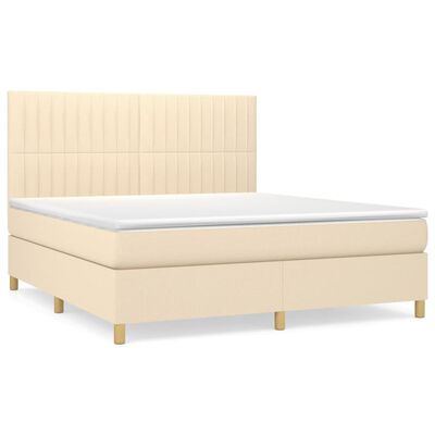 vidaXL Posteľný rám boxspring s matracom krémový 160x200 cm látka