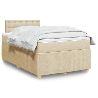 vidaXL Boxspring posteľ s matracom krémový 120x200 cm látka