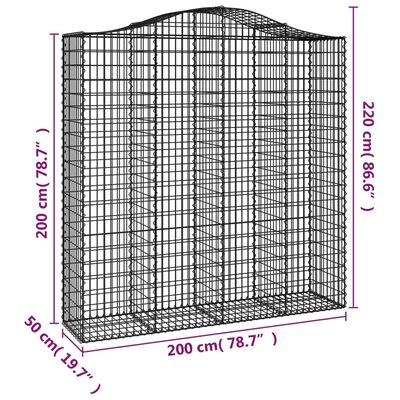 vidaXL Oblúkový gabionový kôš 4 ks 200x50x200/220cm pozinkované železo