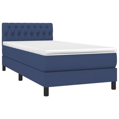 vidaXL Posteľný rám boxspring s matracom modrý 90x190 cm látka