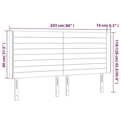 vidaXL Čelo postele so záhybmi bledosivé 203x16x118/128 cm látka