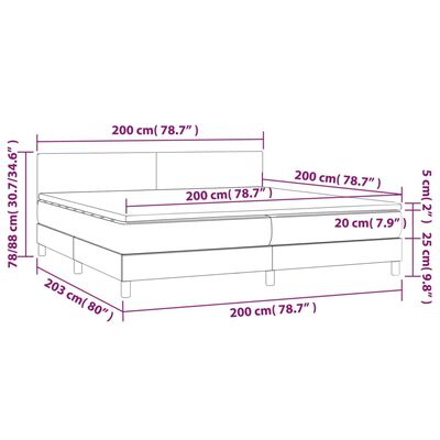 vidaXL Posteľný rám boxsping s matracom bledosivý 200x200 cm látka