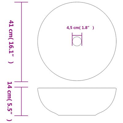 vidaXL Umývadlo na dosku bielo-modré okrúhle Φ41x14 cm keramické