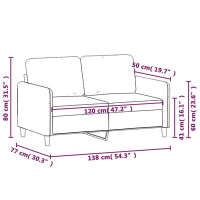 vidaXL 2-miestna pohovka čierna 120 cm zamat