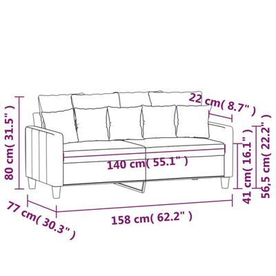 vidaXL 2-miestna pohovka tmavosivá 140 cm látka