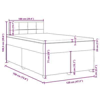 vidaXL Boxspring posteľ s matracom, tmavosivá 120x190 cm, látka