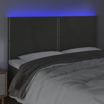 vidaXL Čelo postele s LED tmavosivé 160x5x118/128 cm zamat