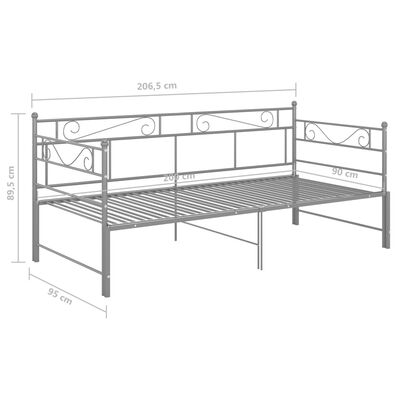 vidaXL Rám rozkladacej pohovky sivý kovový 90x200 cm