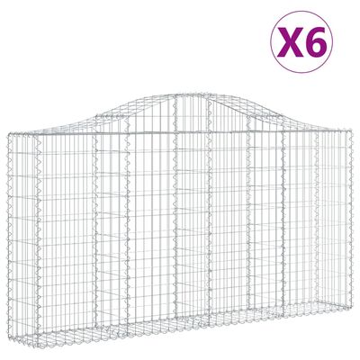 vidaXL Oblúkové gabiónové koše 6ks 200x30x100/120cm pozinkované železo